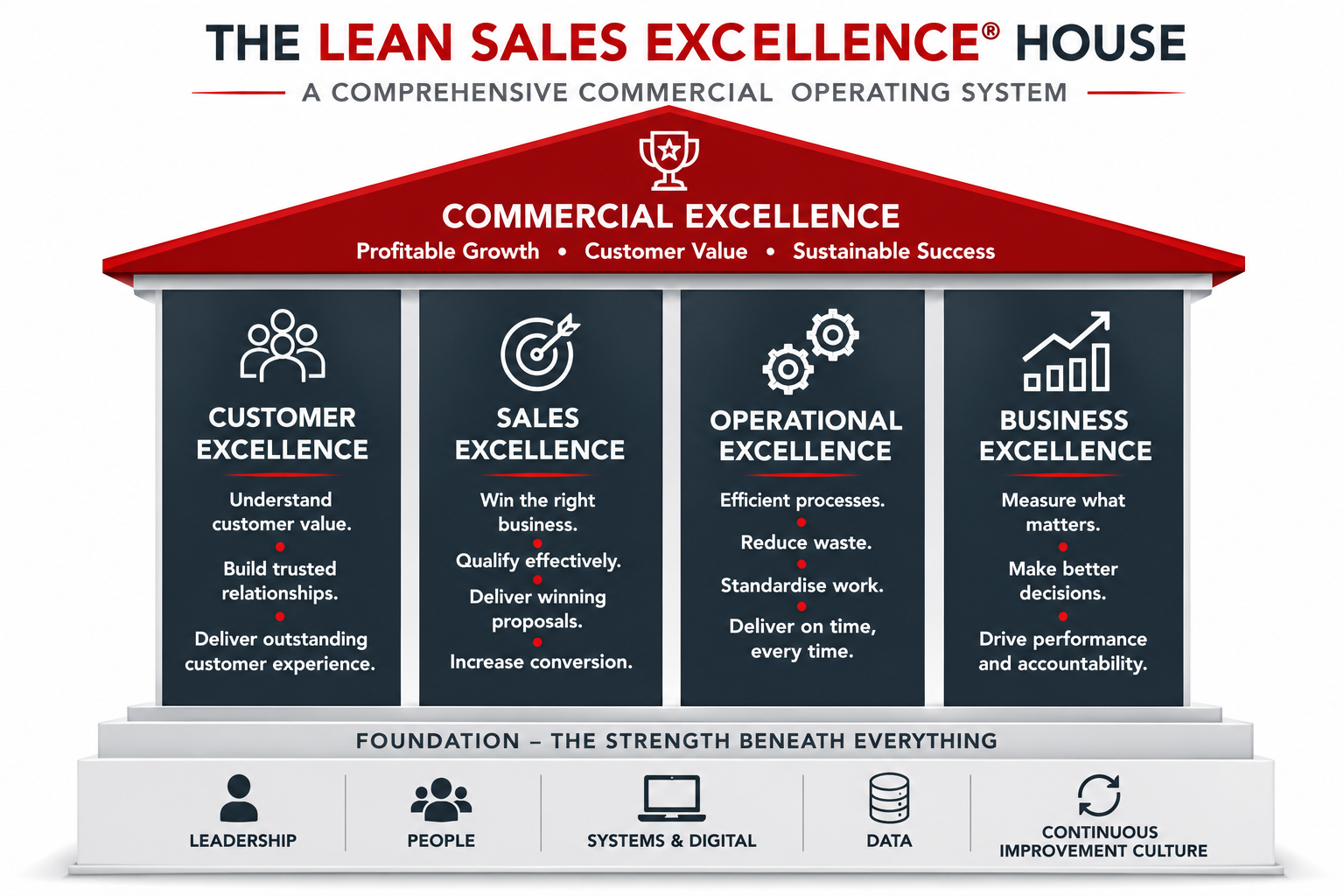 The Lean Sales Excellence House — Four Pillars on a common foundation